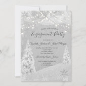 Winter Wonderland, Pine Tree Grey Verloving Kaart (Voorkant)