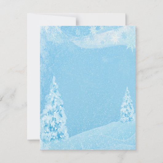 Winter Wonderland, Pine Tree Rehearsal Dinner Kaart (Achterkant)