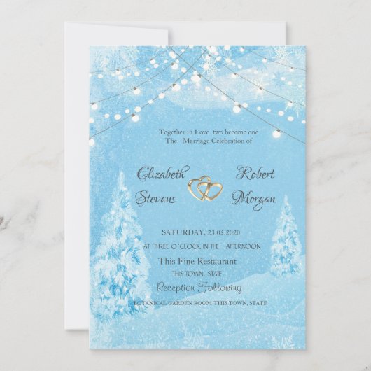 Winter Wonderland, Pine Tree Wedding Kaart (Voorkant)