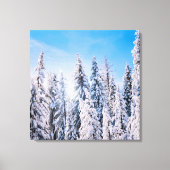 Winter Wonderland Pine Trees in sneeuw Canvas Afdruk (Voorkant)