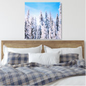 Winter Wonderland Pine Trees in sneeuw Canvas Afdruk (Insitu (Slaapkamer))