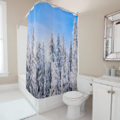 Winter Wonderland Pine Trees in sneeuw Douchegordijn (In situ)