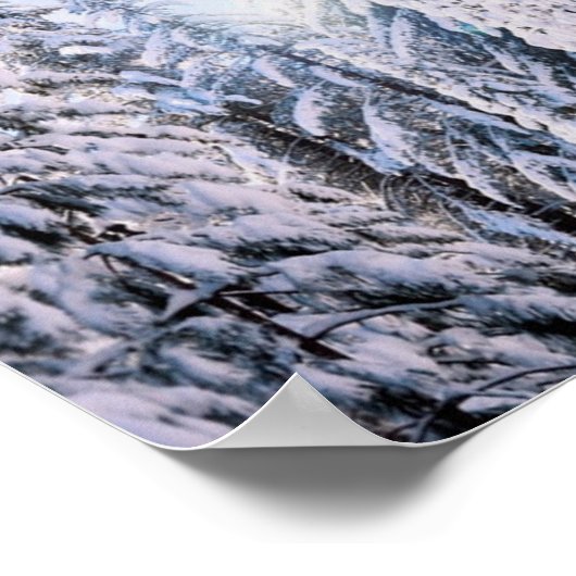 Winter Wonderland Pine Trees in sneeuw Poster (Hoek)