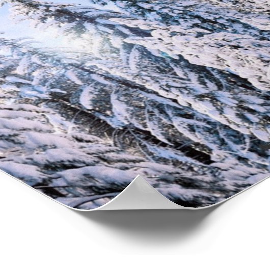 Winter Wonderland Pine Trees in sneeuw Poster (Hoek)