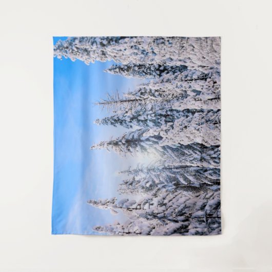 Winter Wonderland Pine Trees in sneeuw Wandkleed (Voorkant)