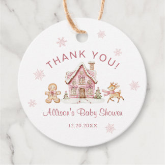 Winter Wonderland Pink Baby Shower Thank You Bedankjes Labels