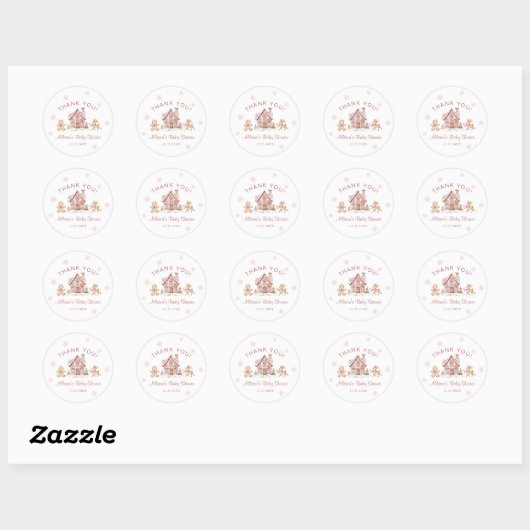 Winter Wonderland Pink Baby Shower Thank You Ronde Sticker (Vel)