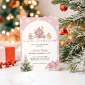 Winter Wonderland Pink Girl Baby Shower Kaart