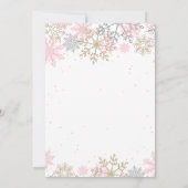 Winter Wonderland Pink Gold Snowflake Birthday Kaart (Achterkant)