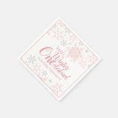 Winter Wonderland Pink Silver Glitter 1e verjaarda Servet (Hoek)