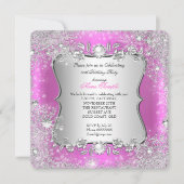 Winter Wonderland Pink Silver Snowflake Birthday 2 Kaart (Voorkant)