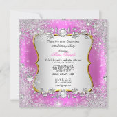 Winter Wonderland Pink Silver Snowflake Birthday Kaart (Voorkant)