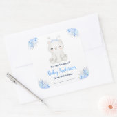 Winter Wonderland Polar Beer Baby shower Bookplate Vierkante Sticker (Envelop)