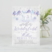 Winter Wonderland Polar Beer Birthday Invitation Kaart (Staand voorkant)