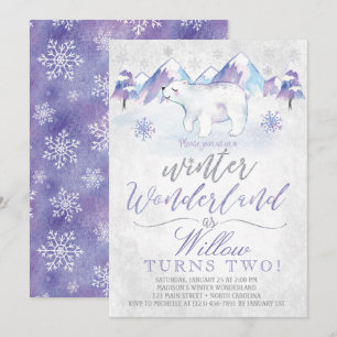 Winter Wonderland Polar Beer Birthday Invitation Kaart