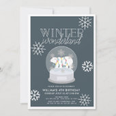 Winter Wonderland Polar Beer Navy Verjaardag Kaart (Voorkant)