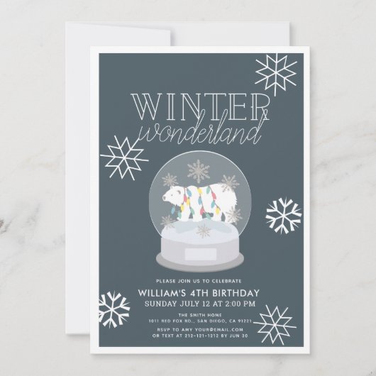 Winter Wonderland Polar Beer Navy Verjaardag Kaart (Voorkant)