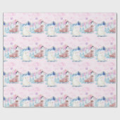 Winter Wonderland Polar Beren en Penguins Scene Cadeaupapier (Vlak)