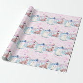 Winter Wonderland Polar Beren en Penguins Scene Cadeaupapier (Uitgerold)