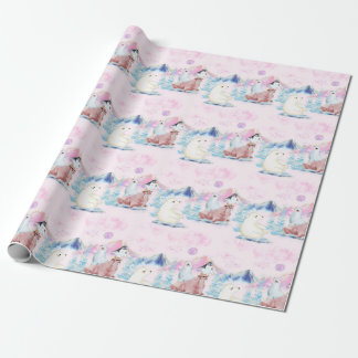 Winter Wonderland Polar Beren en Penguins Scene Cadeaupapier