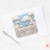 Winter Wonderland Prettig Kerstfeest Vierkante Sticker (Envelop)