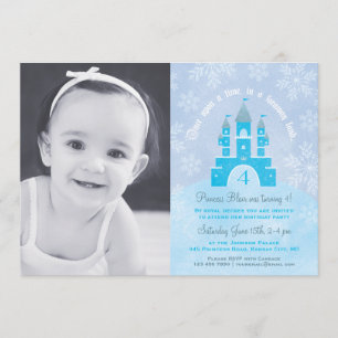 Winter Wonderland Princess Party Photo Invitations Kaart