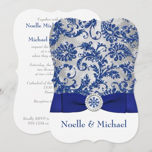 Winter Wonderland PRINTED Buckle Invite - blauw #2 Kaart (Voorkant / Achterkant)