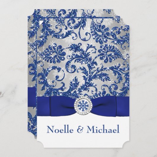 Winter Wonderland, PRINTED Buckle Invite - blauw # Kaart (Voorkant / Achterkant)