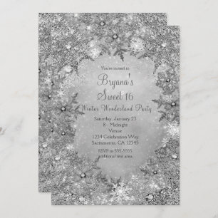 Winter Wonderland Pure Silver Elegant Snowflakes Kaart