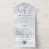 Winter Wonderland QR Code Sneeuw Bruiloft All In One Uitnodiging (Binnen)