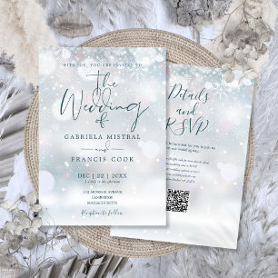 Winter Wonderland QR Code Sneeuw Bruiloft Kaart