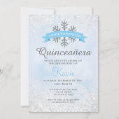 Winter Wonderland Quinceañera 15th Birthday Silver Kaart (Voorkant)