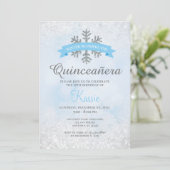 Winter Wonderland Quinceañera 15th Birthday Silver Kaart (Staand voorkant)