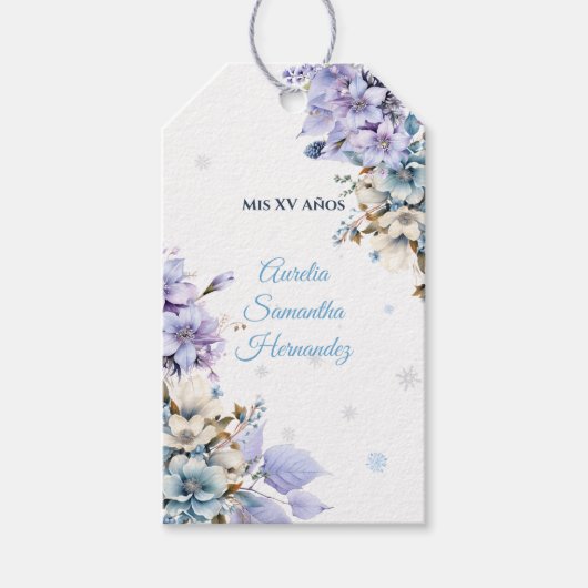 Winter Wonderland Quinceañera Cadeaulabel (Voorkant)