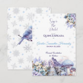 Winter Wonderland Quinceañera Save the Date (Voorkant / Achterkant)