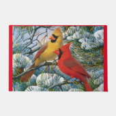 Winter Wonderland Red Kardinaal Birds Kerstmis Deurmat (Voorkant)