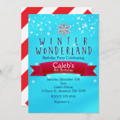 WINTER WONDERLAND Red Ribbon Party Uitnodiging (Voorkant / Achterkant)