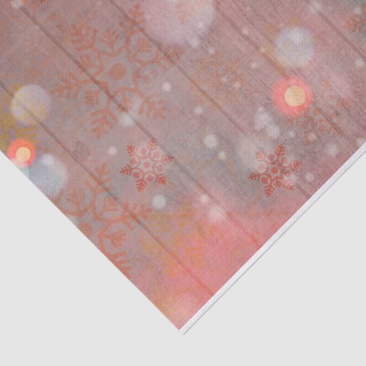 Winter Wonderland Red Snowflakes op hout Tissuepapier (Detail)