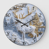 Winter Wonderland Reindeer Charm Grote Klok (Voorkant)