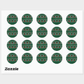 Winter Wonderland, Rendier Groen Dennengehout Ronde Sticker (Vel)