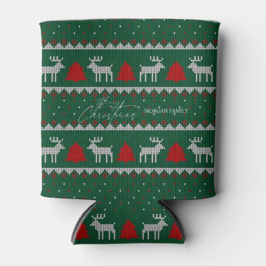Winter Wonderland, Rendier Pine Tree Green Blikjeskoeler (Voorkant)