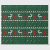 Winter Wonderland, Rendier Pine Tree Green Cadeaupapier (Vlak)