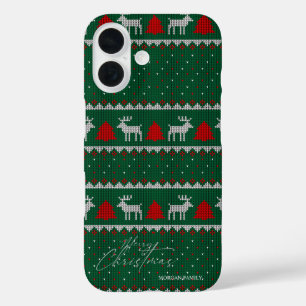 Winter Wonderland, Rendier Pine Tree Green iPhone 16 Hoesje
