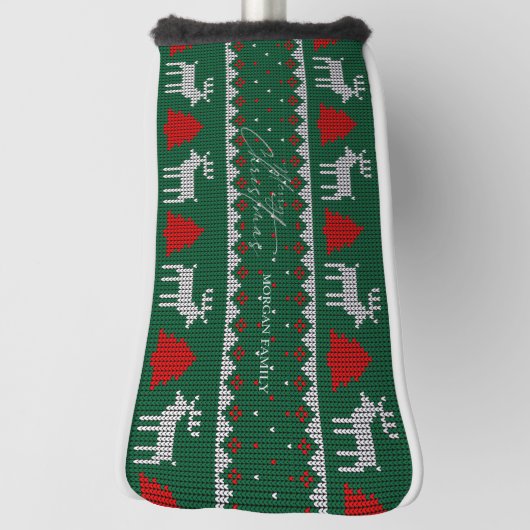 Winter Wonderland, Rendier Pine Tree Green Golfheadcover (Draai 90)