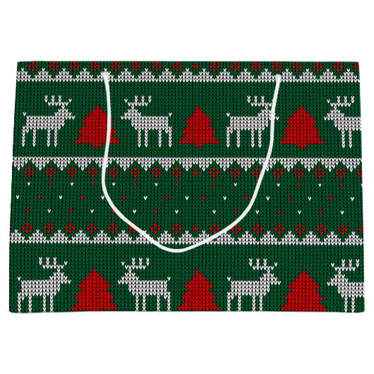 Winter Wonderland, Rendier Pine Tree Green Groot Cadeauzakje (Voorkant)