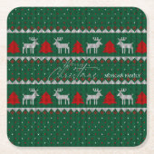 Winter Wonderland, Rendier Pine Tree Green Kartonnen Onderzetters (Voorkant)