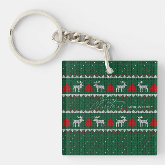 Winter Wonderland, Rendier Pine Tree Green Sleutelhanger (voorkant)