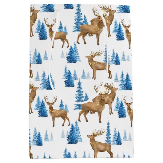 Winter Wonderland rendieren Medium Cadeauzakje (Voorkant)