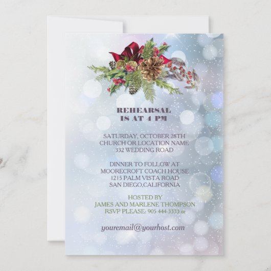 Winter Wonderland repetitie diner Kaart (Achterkant)