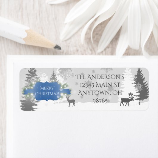 Winter Wonderland Return Address Labels - Blue (Insitu)